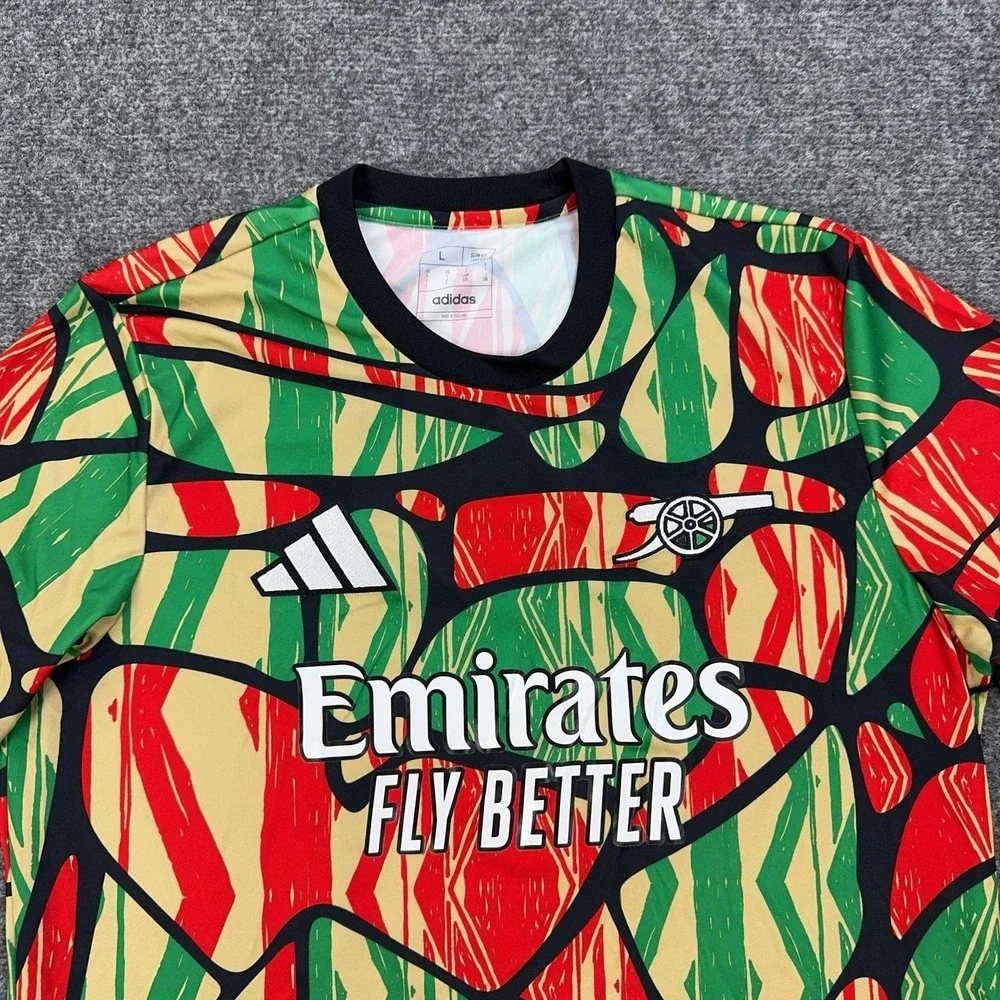 Arsenal Pre Match Jersey Mens Large Multi Color Soccer Football Adidas AEROREADY